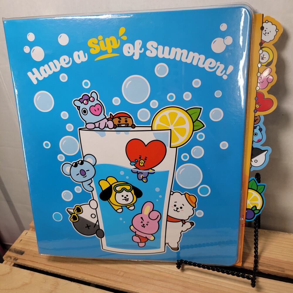 BT21 10" Blue Binder "Have a Sip Of Summer" w/ BT21 Dividers